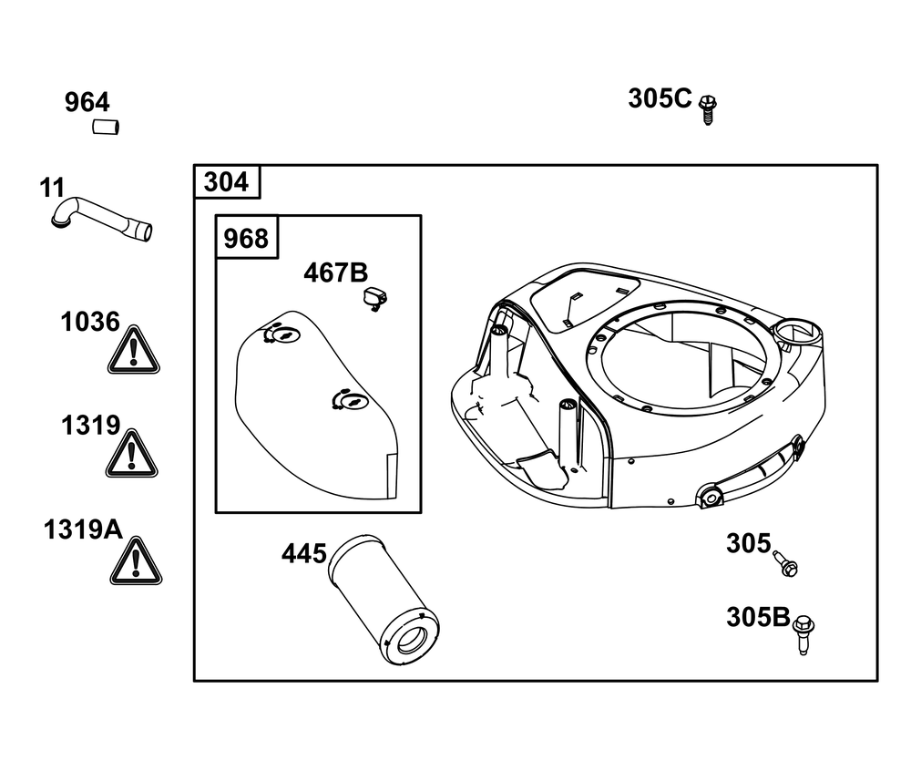 Blower Housing Group Diagram and Parts List for 31R977-0108-G1 200000 - 399999 Briggs and Stratton Engine